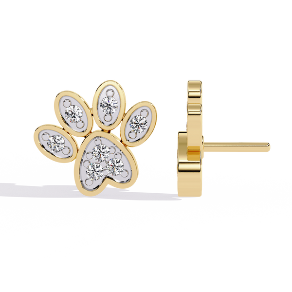 Diamond Paw Print Stud Earrings