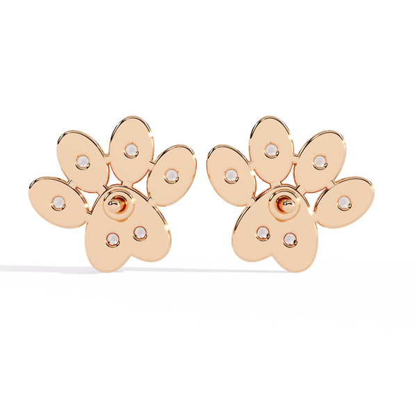 Diamond Paw Print Stud Earrings
