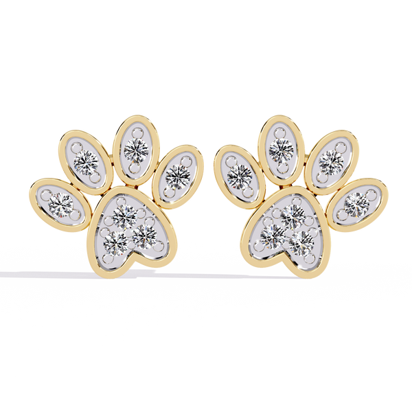 Diamond Paw Print Stud Earrings