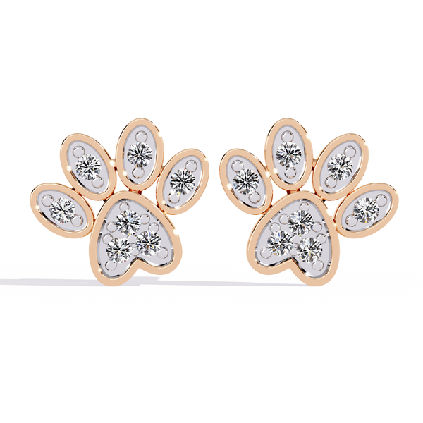 Diamond Paw Print Stud Earrings