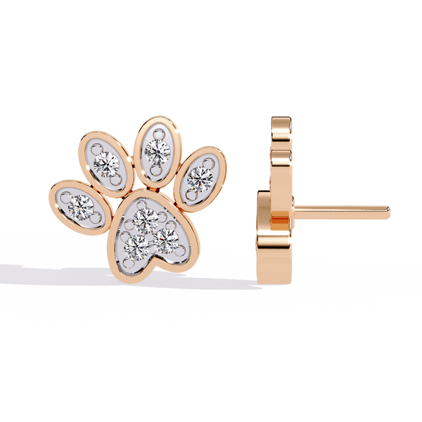 Diamond Paw Print Stud Earrings