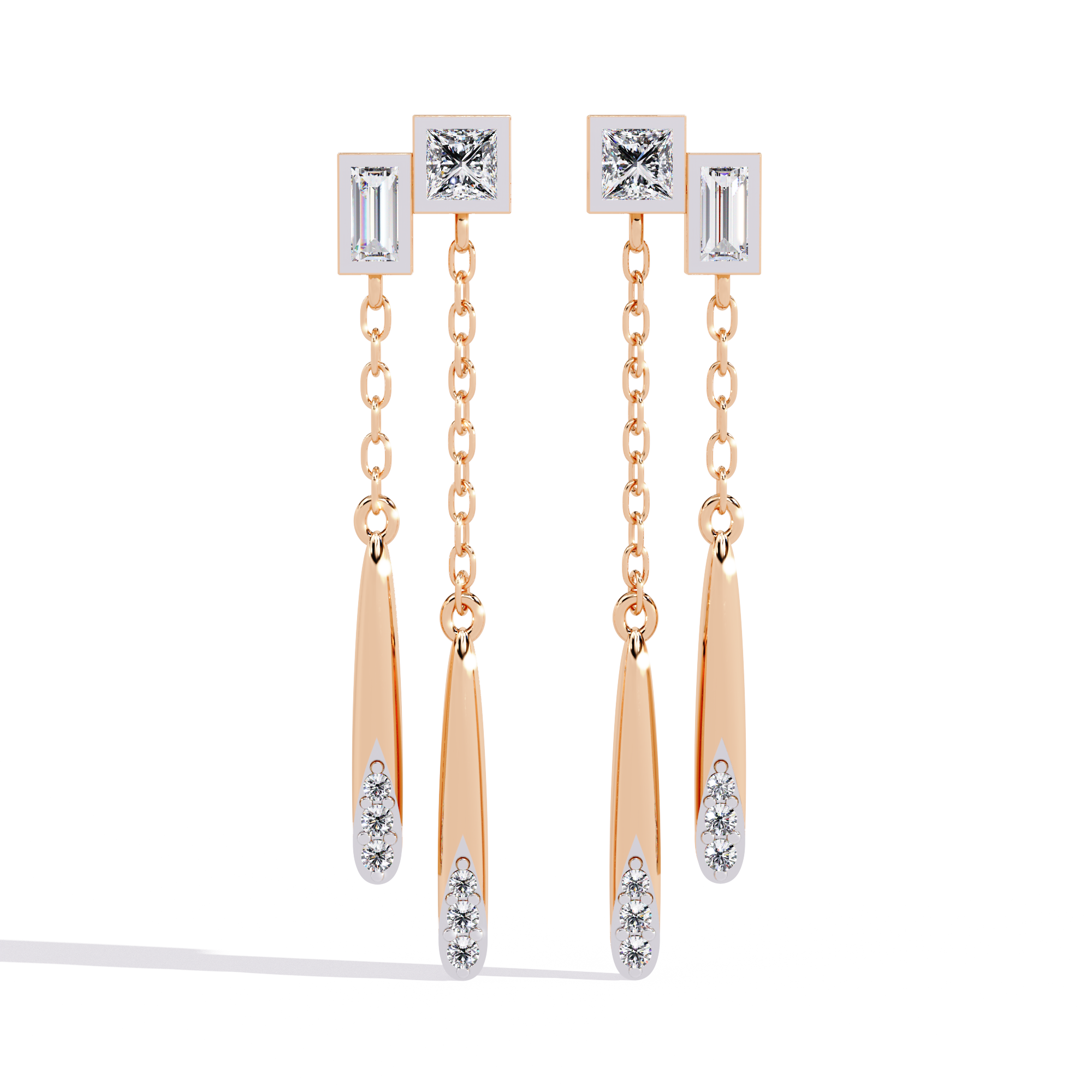 Linear Diamond Drop Earrings