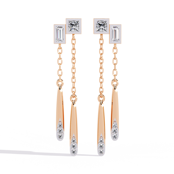 Linear Diamond Drop Earrings