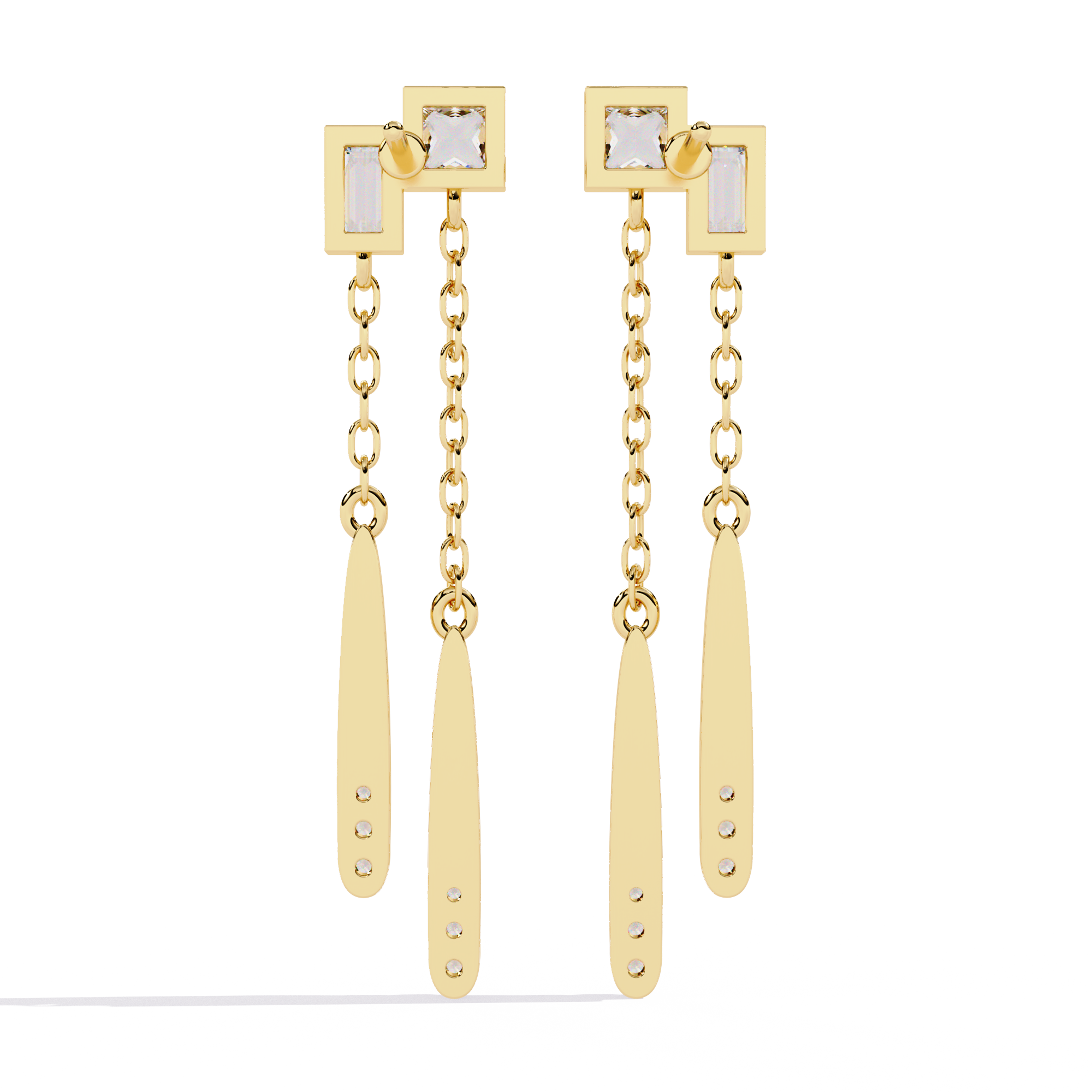 Linear Diamond Drop Earrings