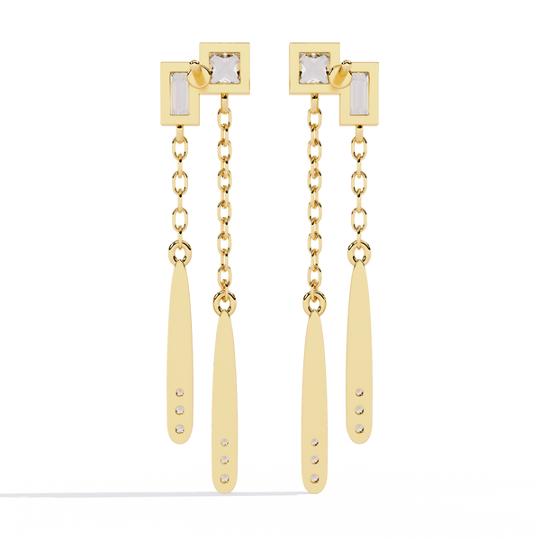 Linear Diamond Drop Earrings