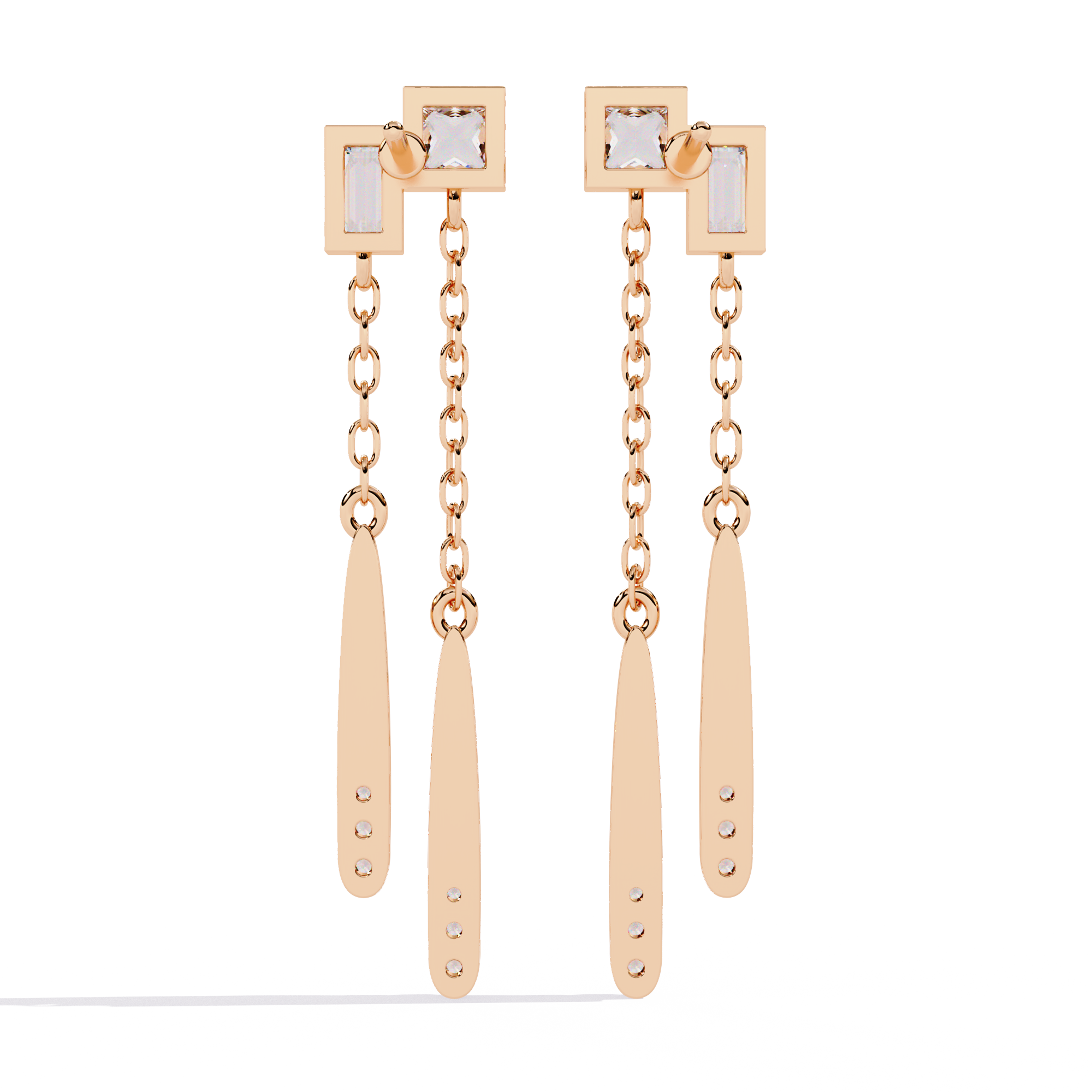 Linear Diamond Drop Earrings