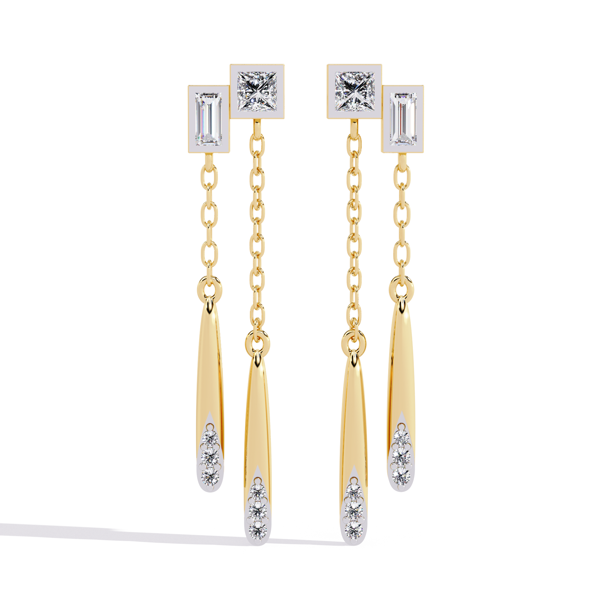 Linear Diamond Drop Earrings