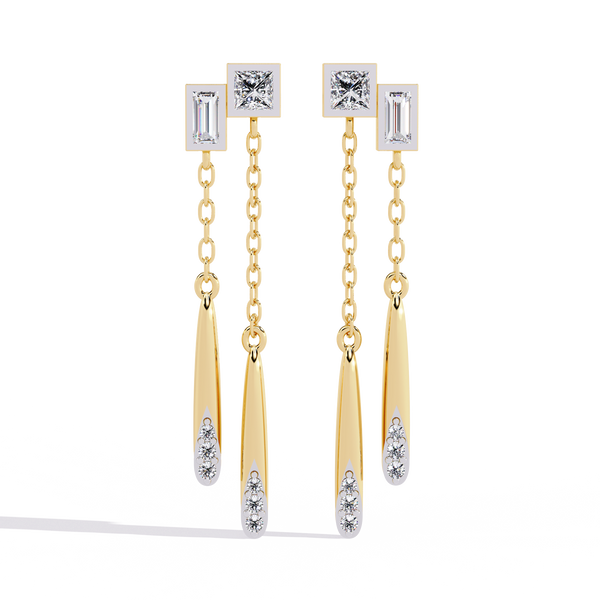 Linear Diamond Drop Earrings