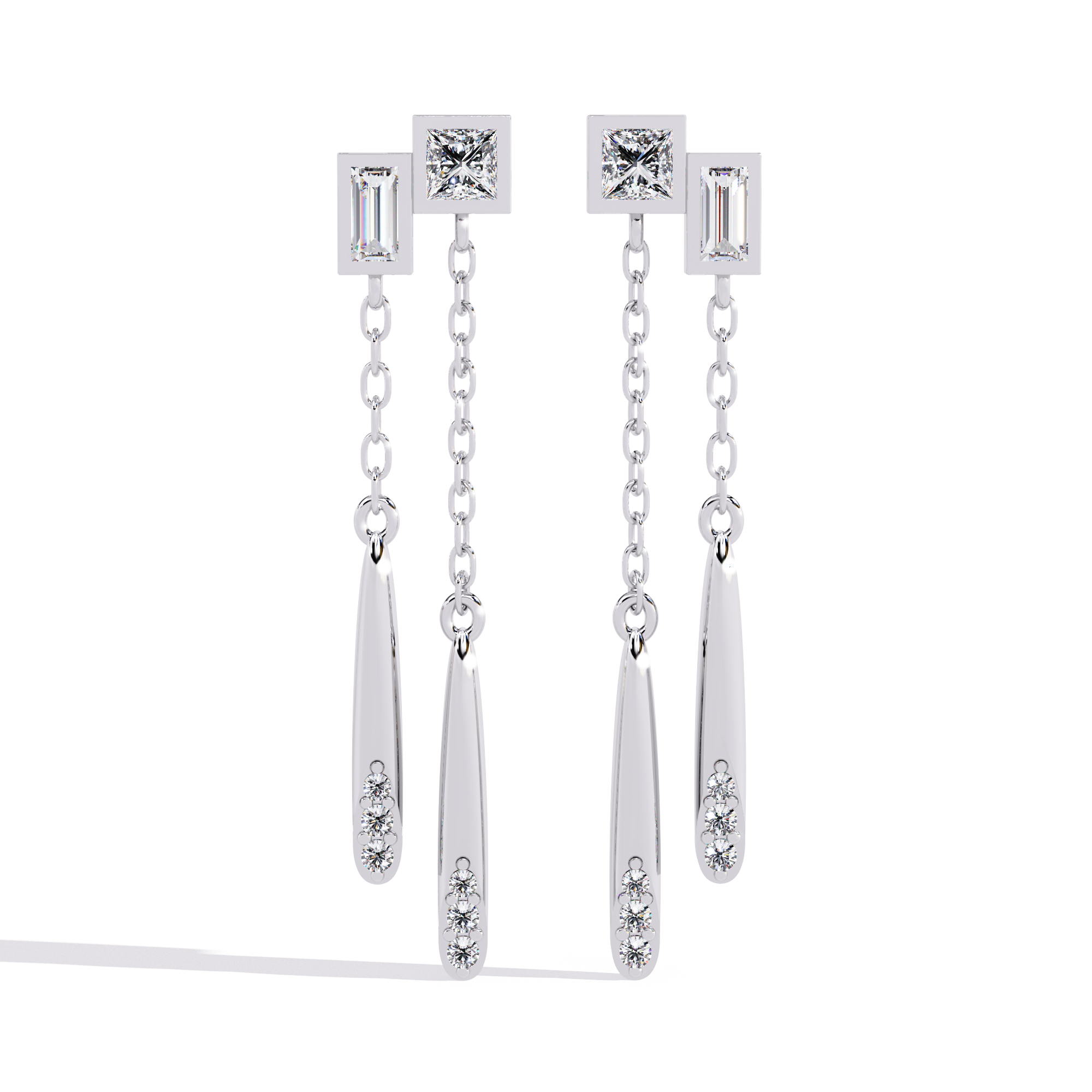 Linear Diamond Drop Earrings