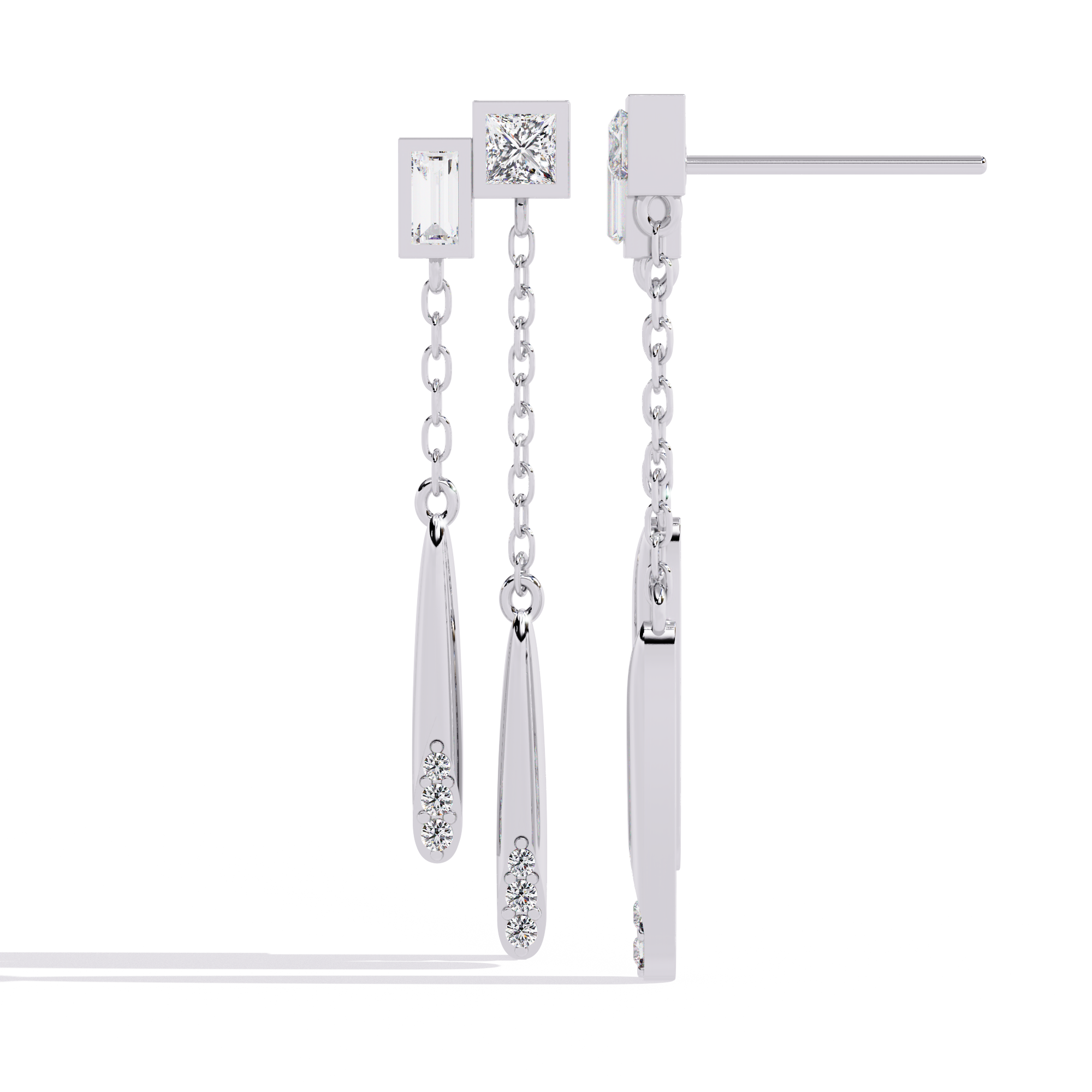 Linear Diamond Drop Earrings