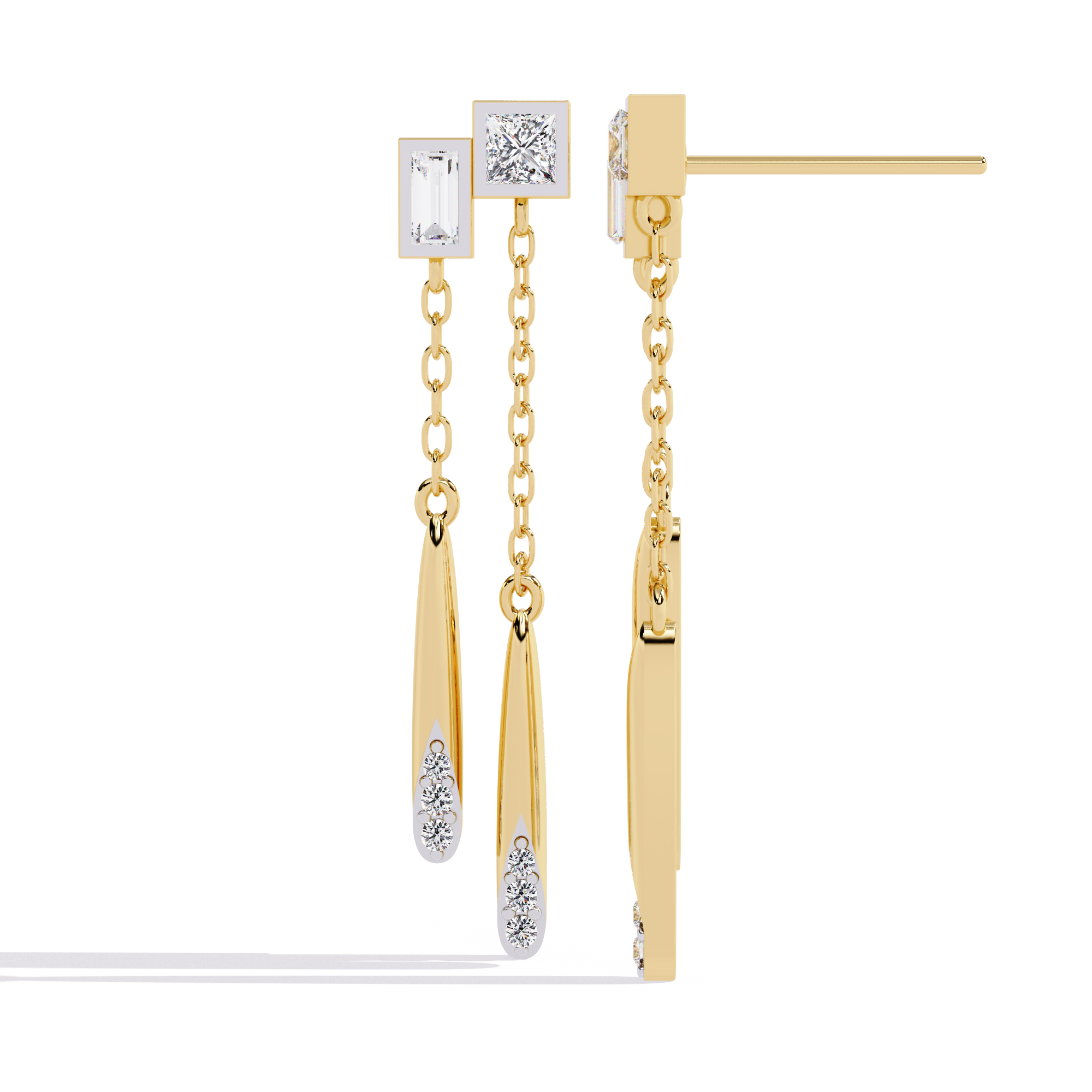 Linear Diamond Drop Earrings