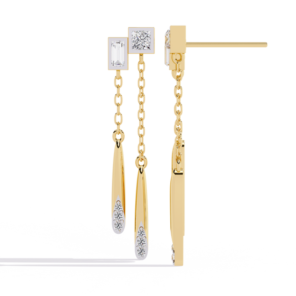 Linear Diamond Drop Earrings