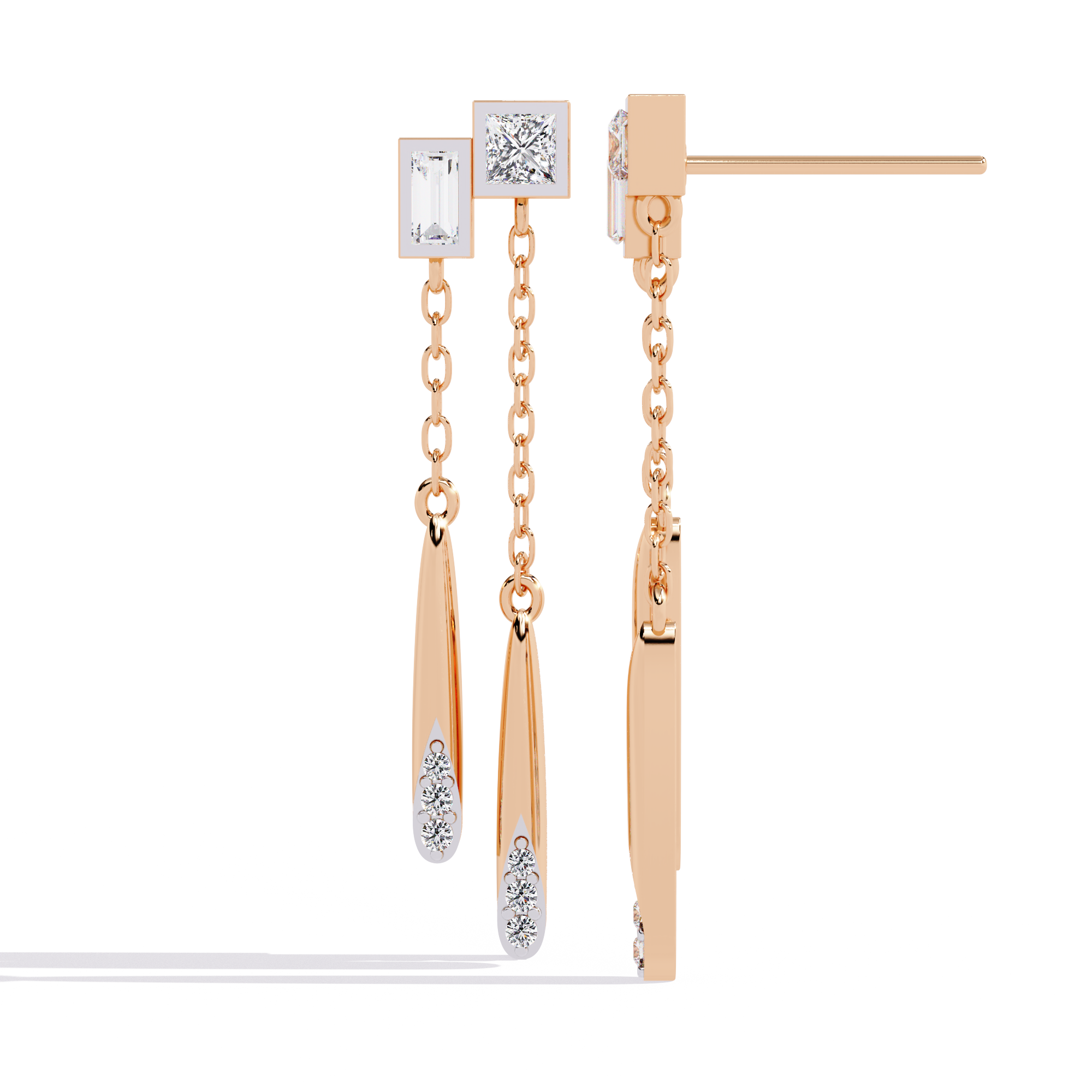 Linear Diamond Drop Earrings