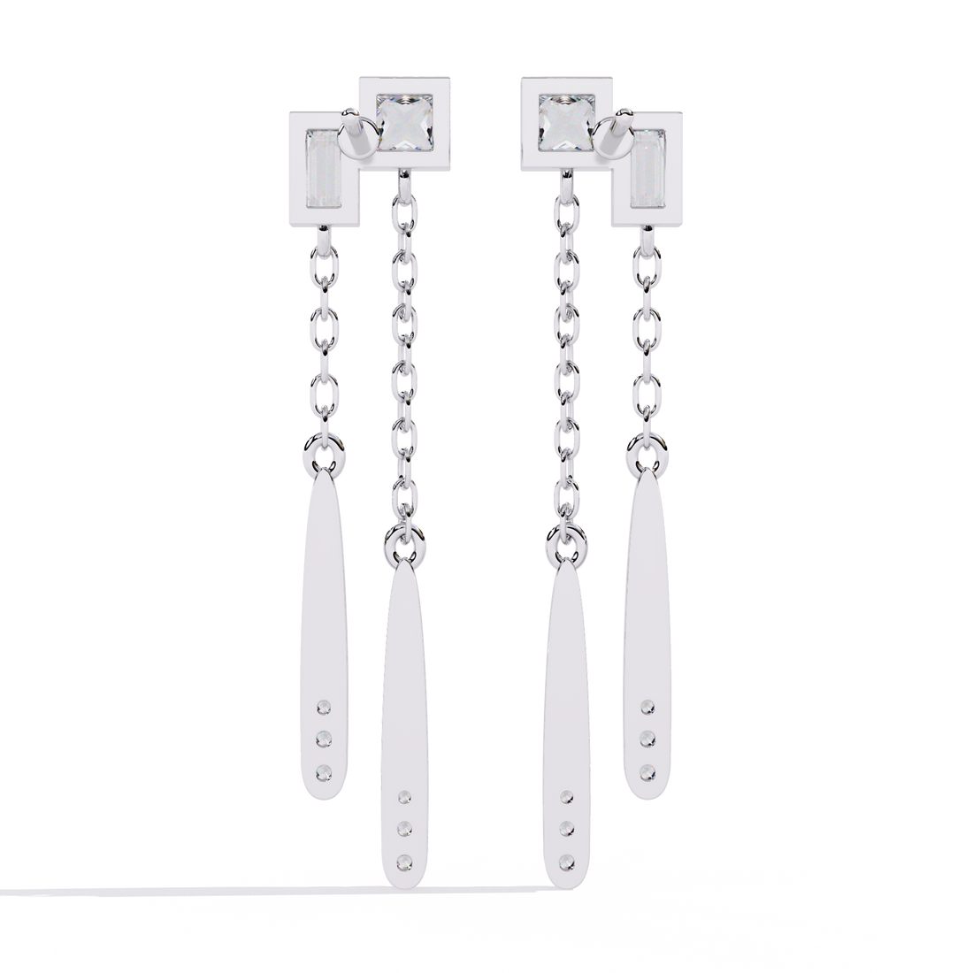 Linear Diamond Drop Earrings