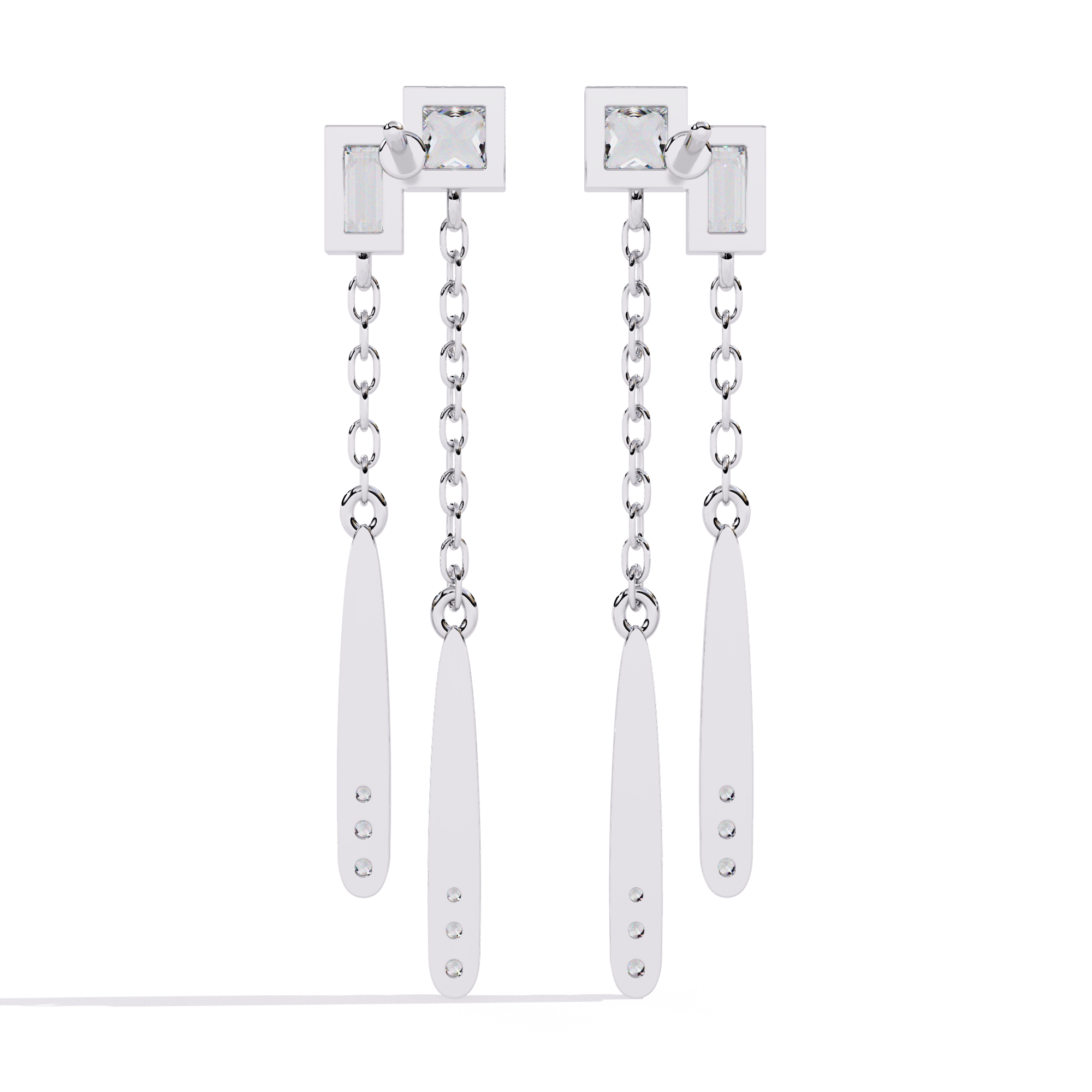 Linear Diamond Drop Earrings