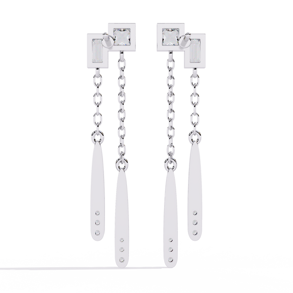 Linear Diamond Drop Earrings