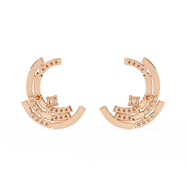 Modern Moon Phase Diamond Stud Earrings