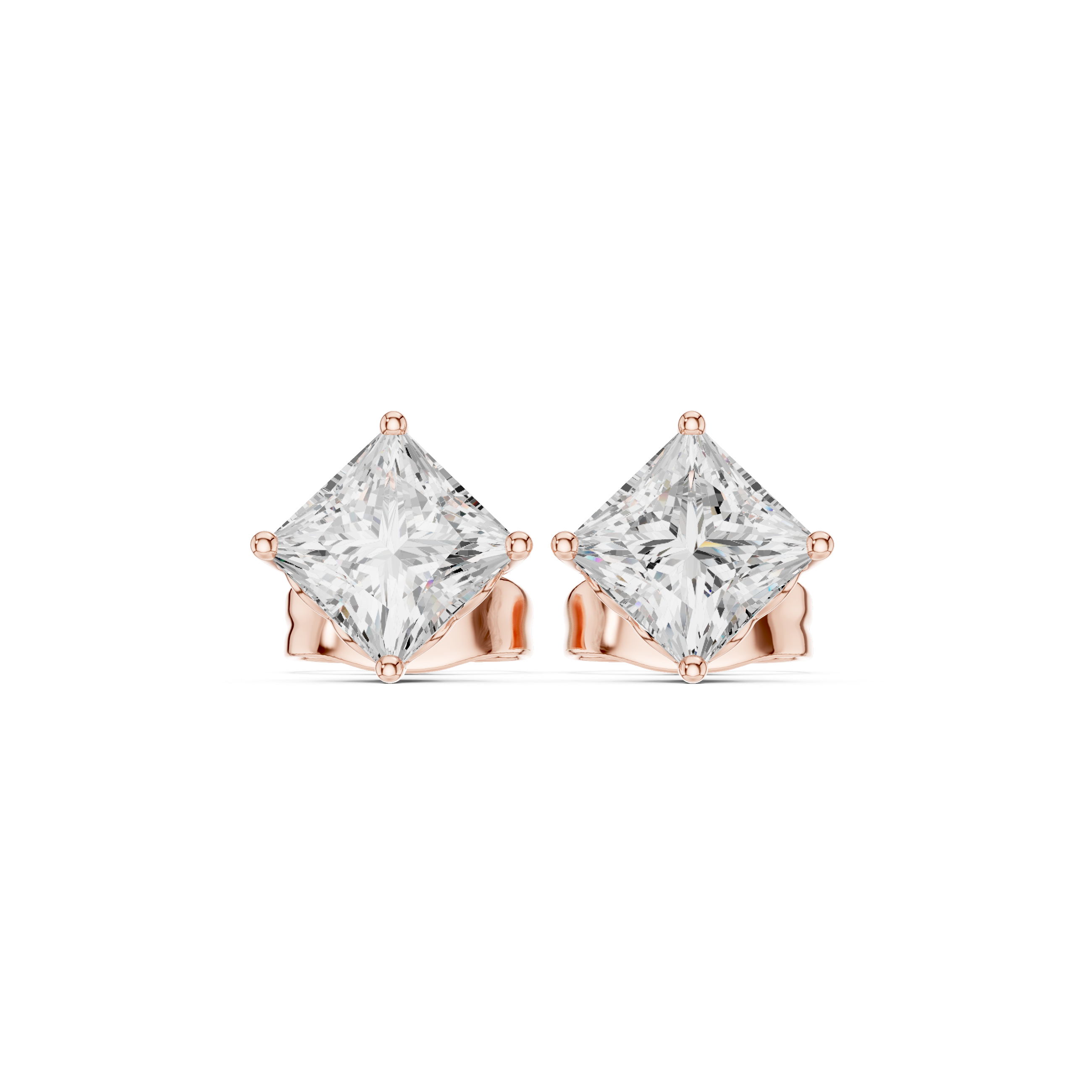 Regal Princess-Cut Diamond Lab Grown Diamond Earrings
