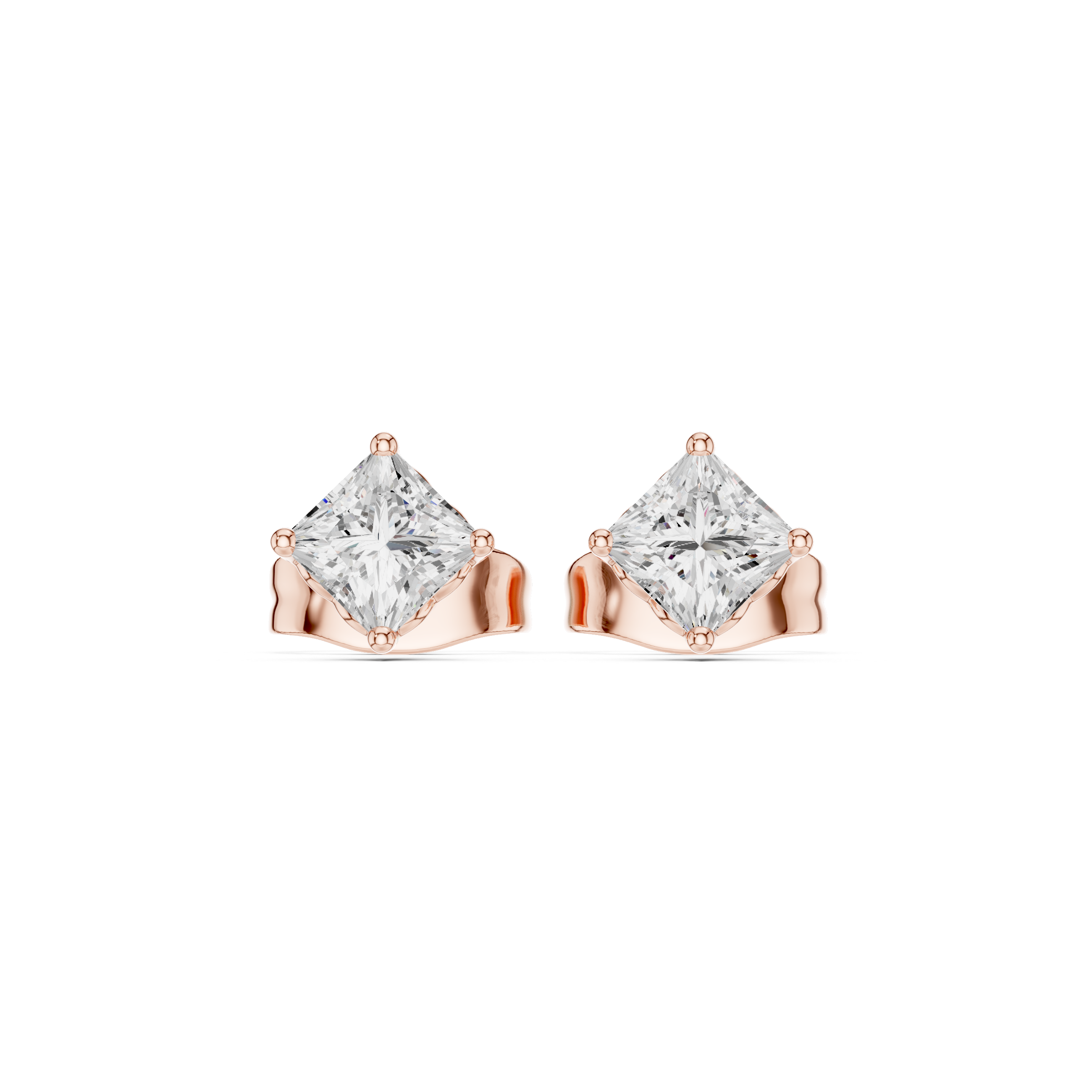 Sparkling Princess Diamond Stud Lab Grown Diamond Earrings