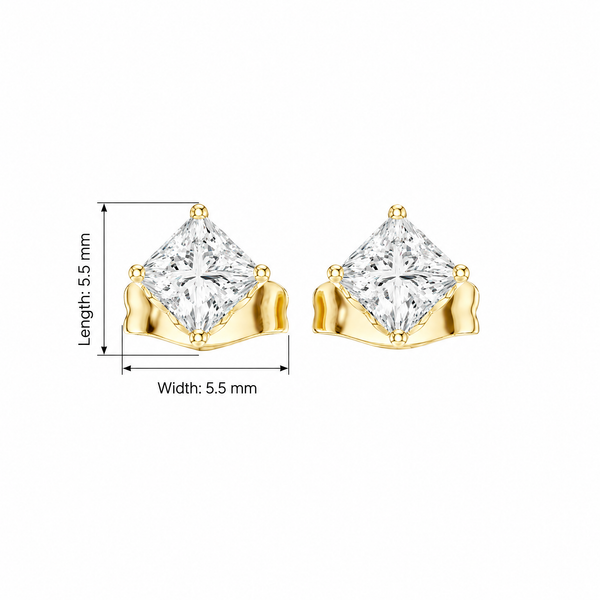 Sparkling Princess Diamond Stud Lab Grown Diamond Earrings
