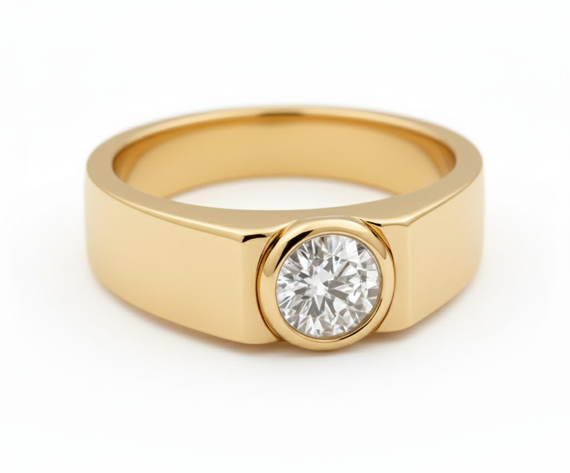 The Bastion Gold Solitaire Band