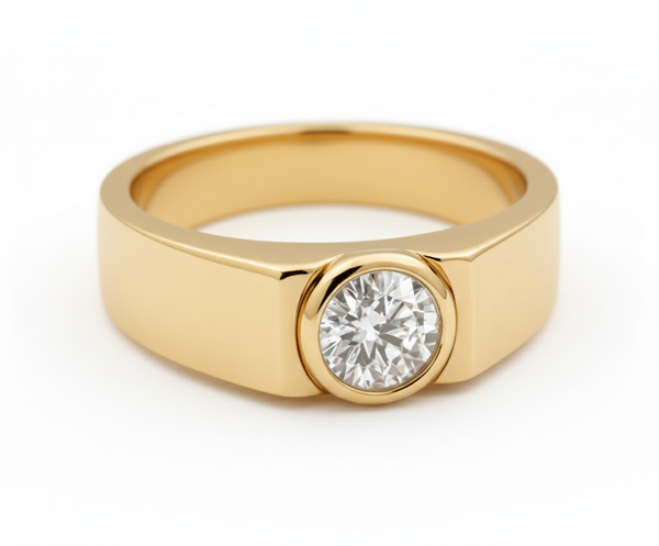 The Bastion Gold Solitaire Band