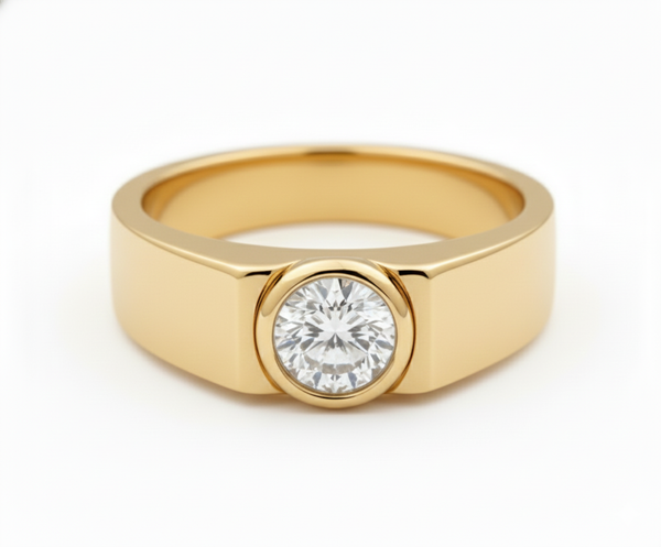 The Bastion Gold Solitaire Band