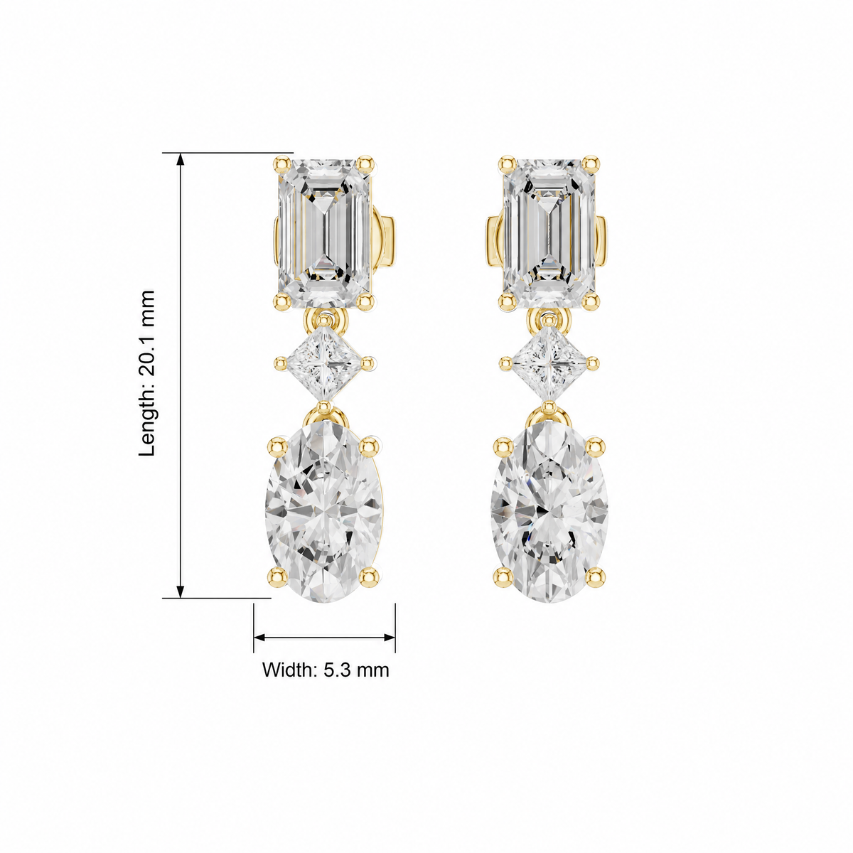 Princess Emerald Lab Grown Diamond Drop Earring