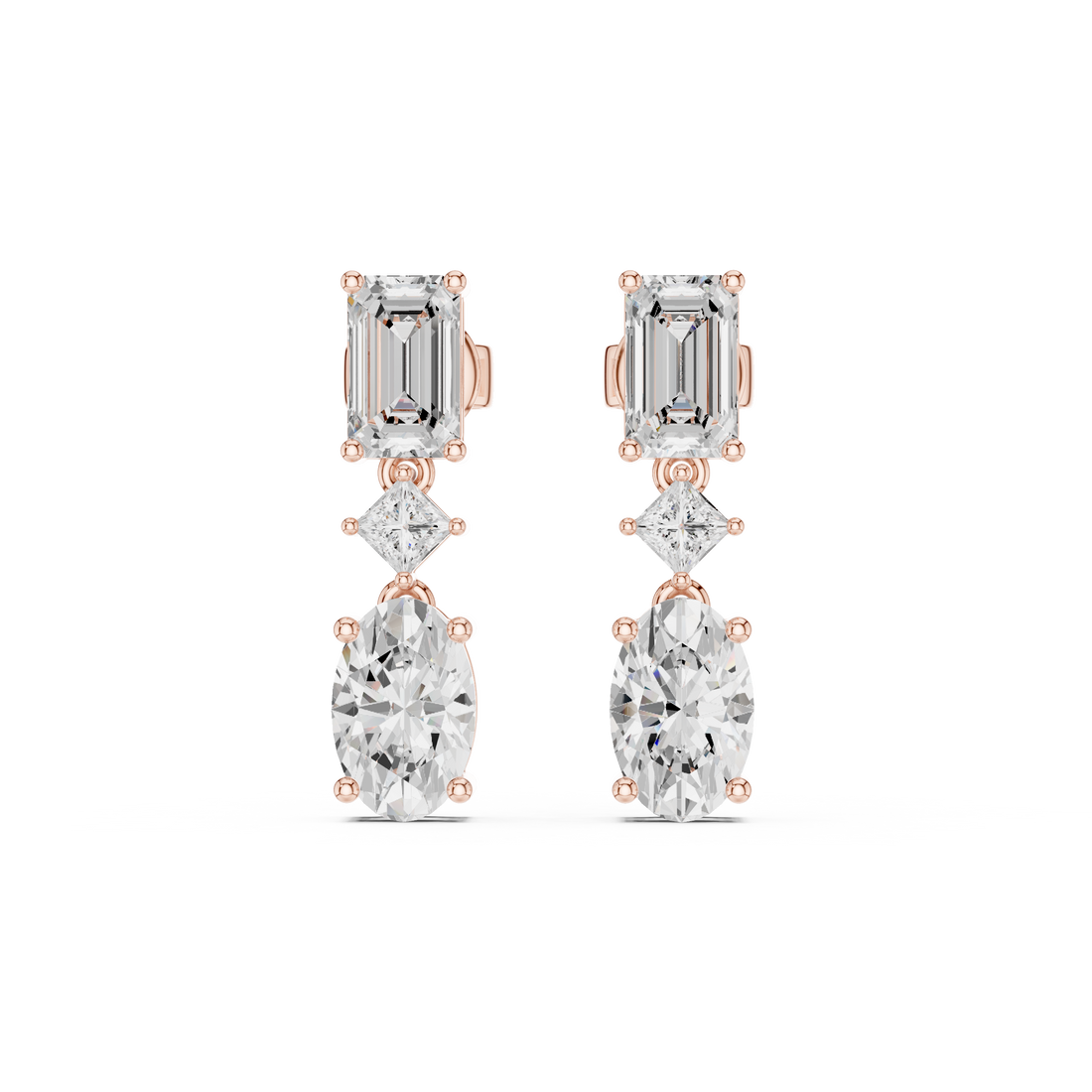 3.12ct Princess Emerald Lab Grown Diamond Earring