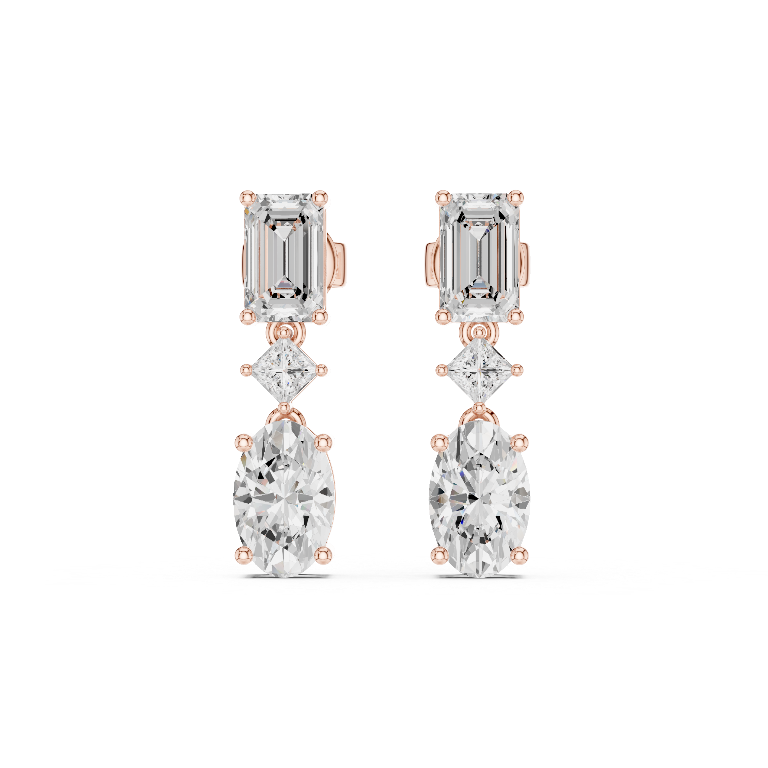 3.12ct Princess Emerald Lab Grown Diamond Earring