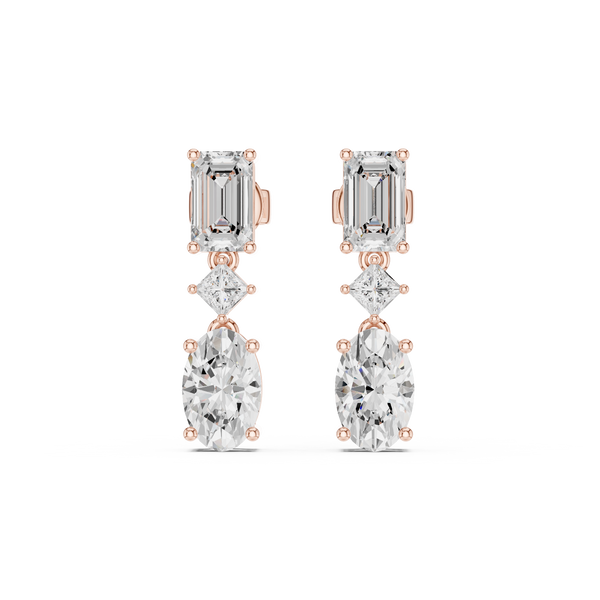 3.12ct Princess Emerald Lab Grown Diamond Earring