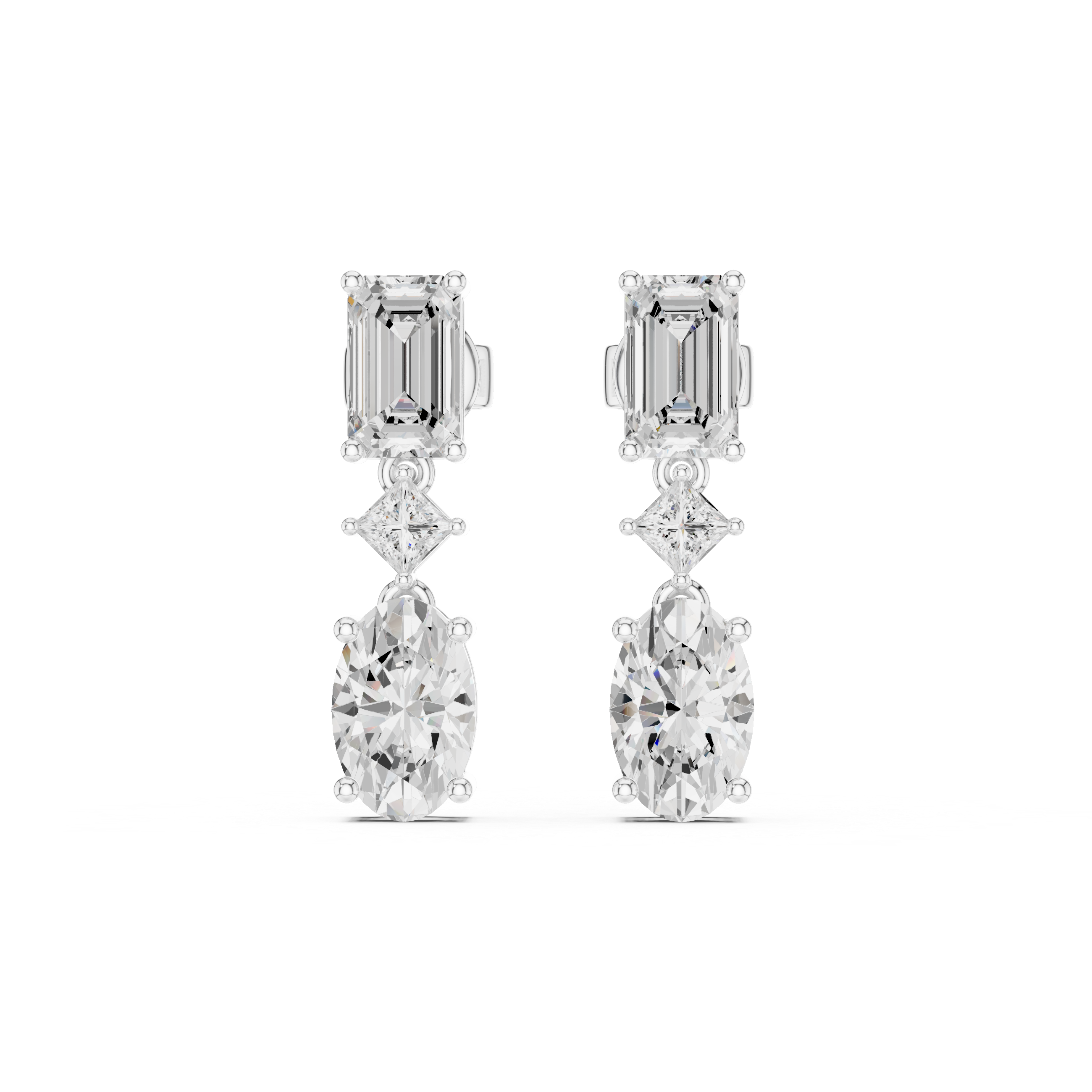 3.12ct Princess Emerald Lab Grown Diamond Earring