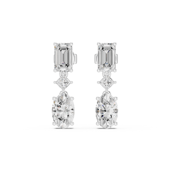 3.12ct Princess Emerald Lab Grown Diamond Earring