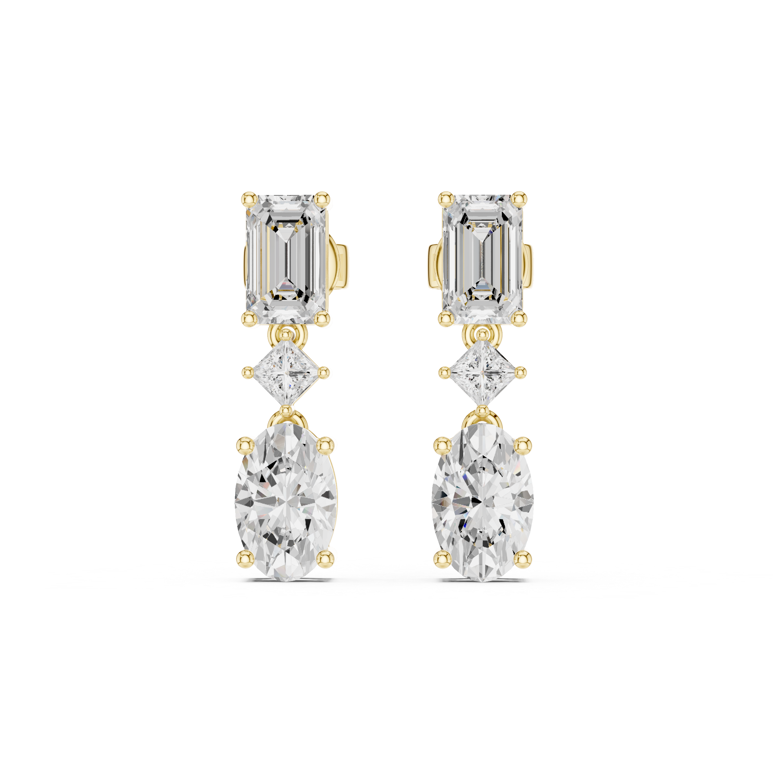 3.12ct Princess Emerald Lab Grown Diamond Earring