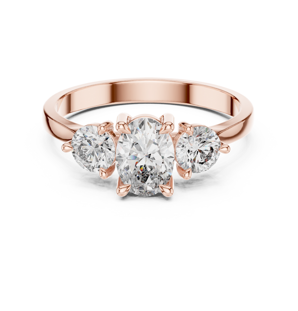 Exquisite 0.7ct Oval & Round Diamond Lab Grown Diamond Ring