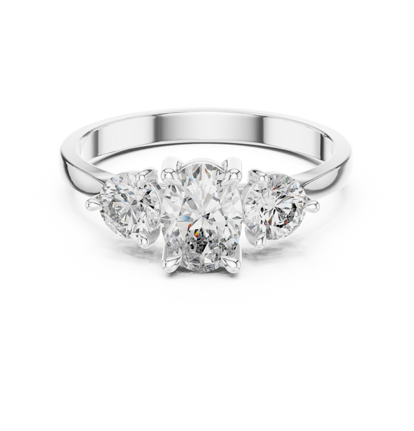 Exquisite 0.7ct Oval & Round Diamond Lab Grown Diamond Ring