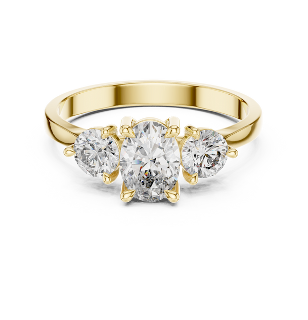 Exquisite 0.7ct Oval & Round Diamond Lab Grown Diamond Ring