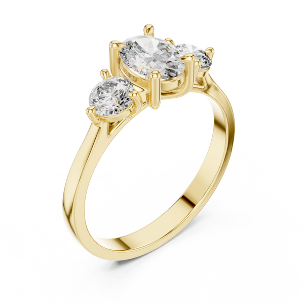 Exquisite 0.7ct Oval & Round Diamond Lab Grown Diamond Ring
