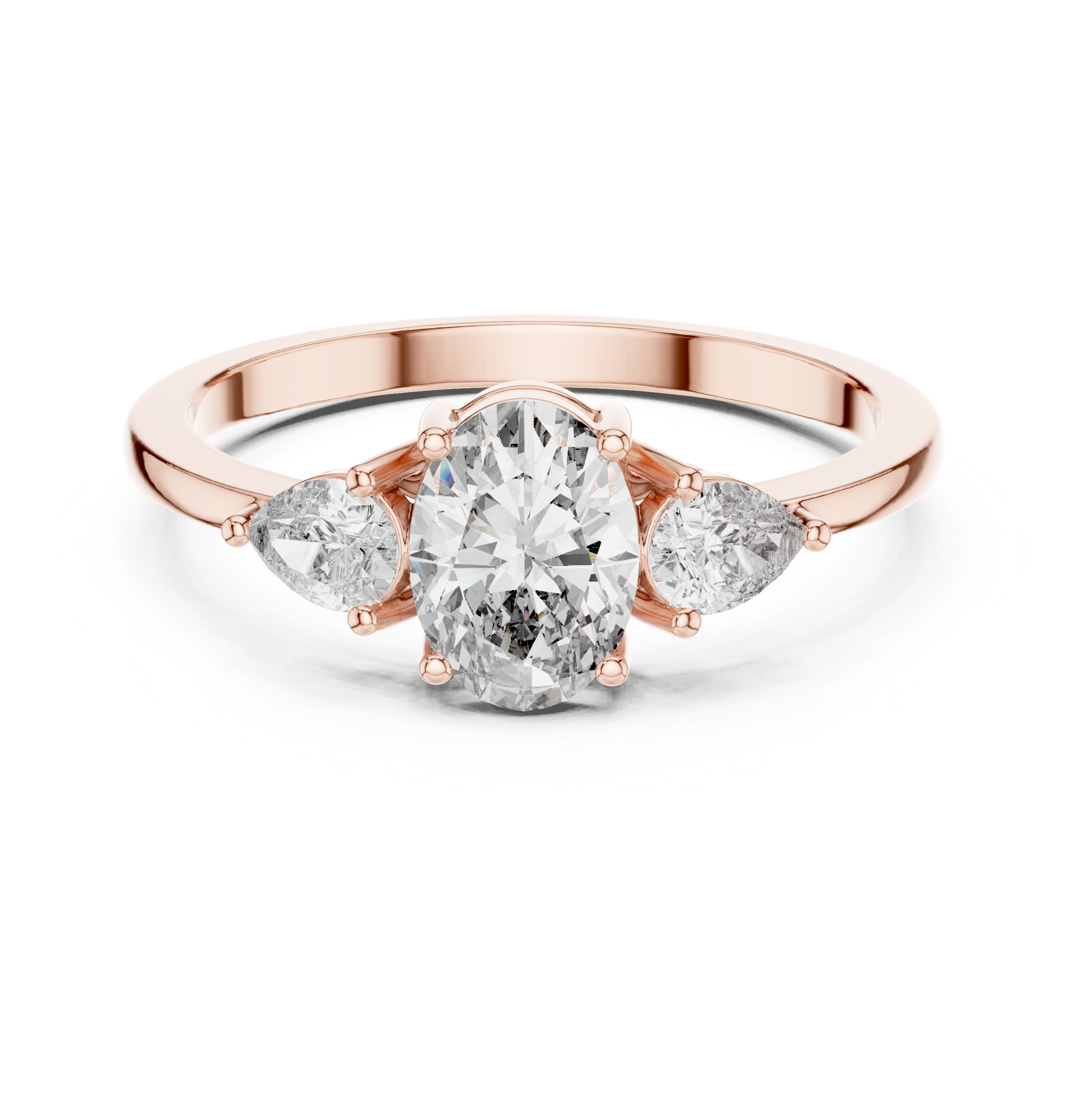 Captivating Oval Solitaire & Pear Diamond Lab Grown Diamond Ring