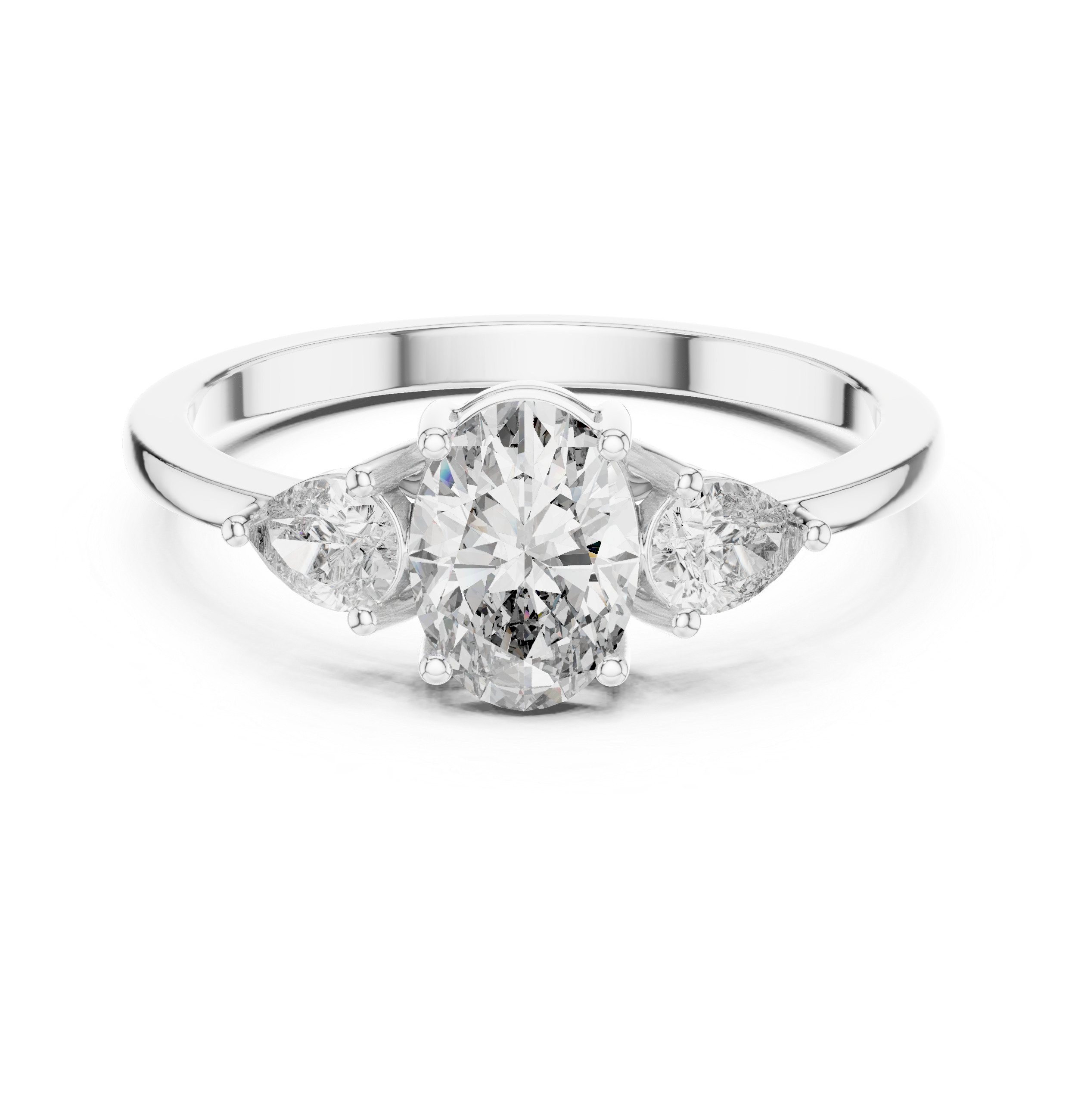 Captivating Oval Solitaire & Pear Diamond Lab Grown Diamond Ring