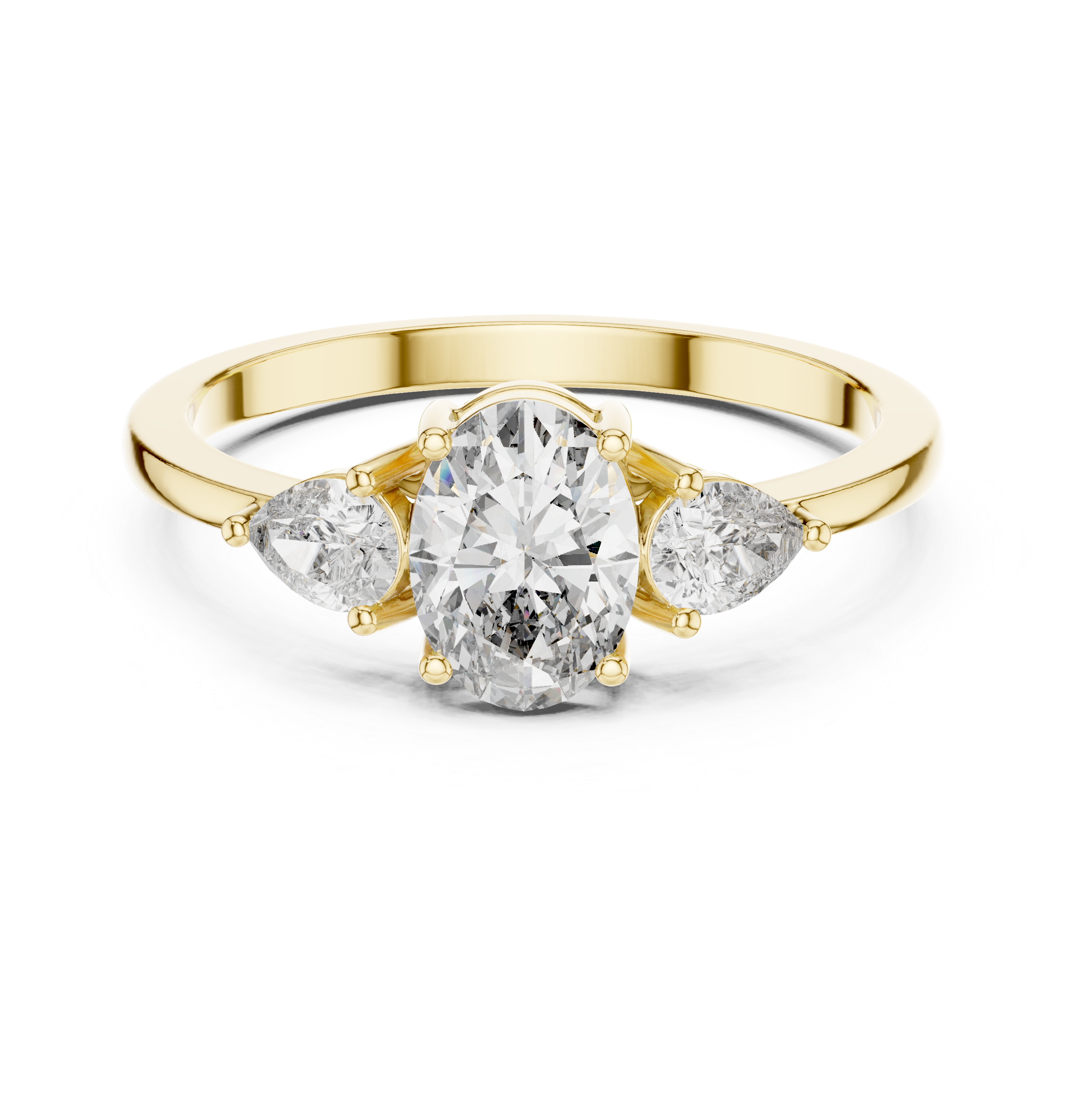 Captivating Oval Solitaire & Pear Diamond Lab Grown Diamond Ring