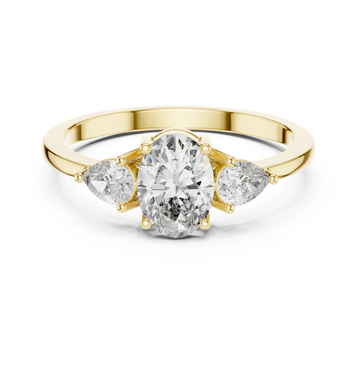 Captivating Oval Solitaire & Pear Diamond Lab Grown Diamond Ring