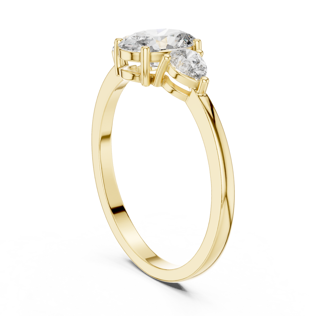 Captivating Oval Solitaire & Pear Diamond Lab Grown Diamond Ring