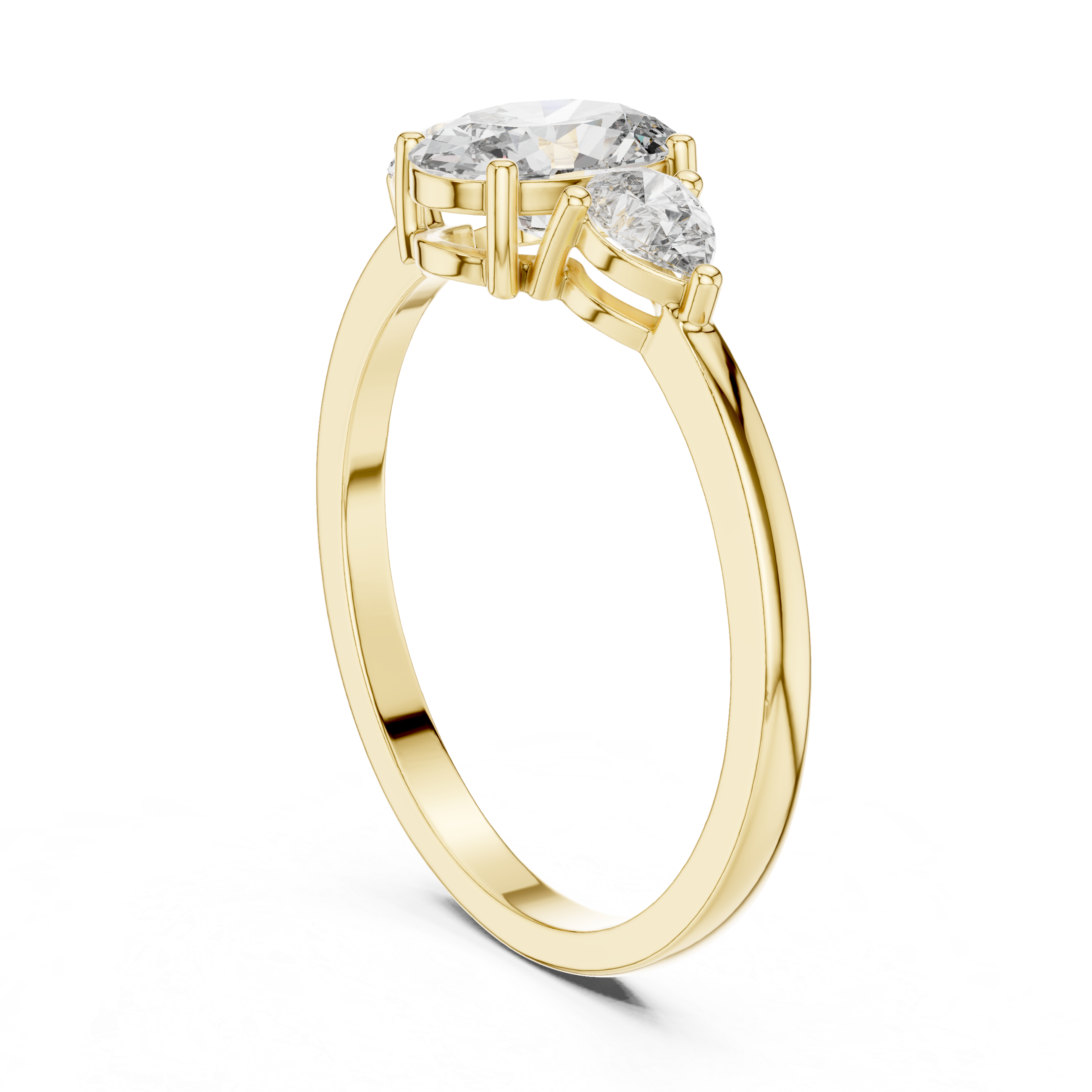 Captivating Oval Solitaire & Pear Diamond Lab Grown Diamond Ring