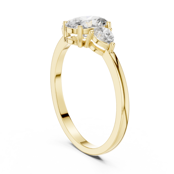 Captivating Oval Solitaire & Pear Diamond Lab Grown Diamond Ring