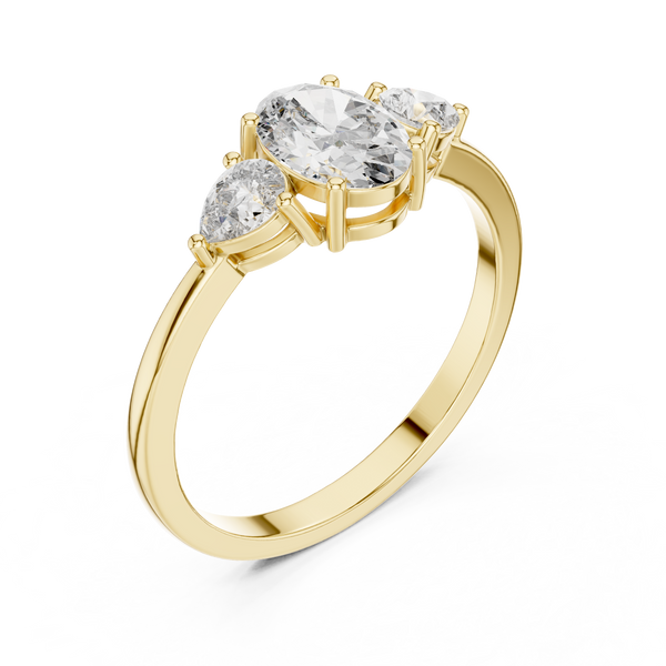 Captivating Oval Solitaire & Pear Diamond Lab Grown Diamond Ring