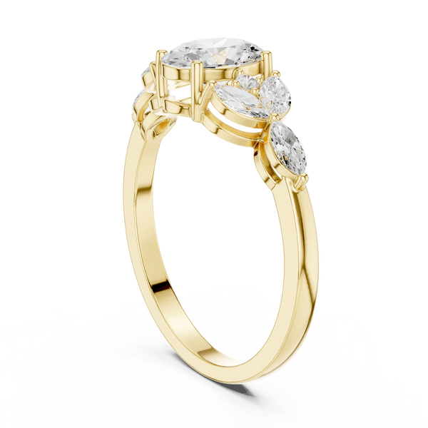 0.7 ct Oval Diamond Lab Grown Diamond Ring with Marquise & Round Accents