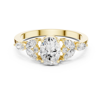 0.7 ct Oval Diamond Lab Grown Diamond Ring with Marquise & Round Accents