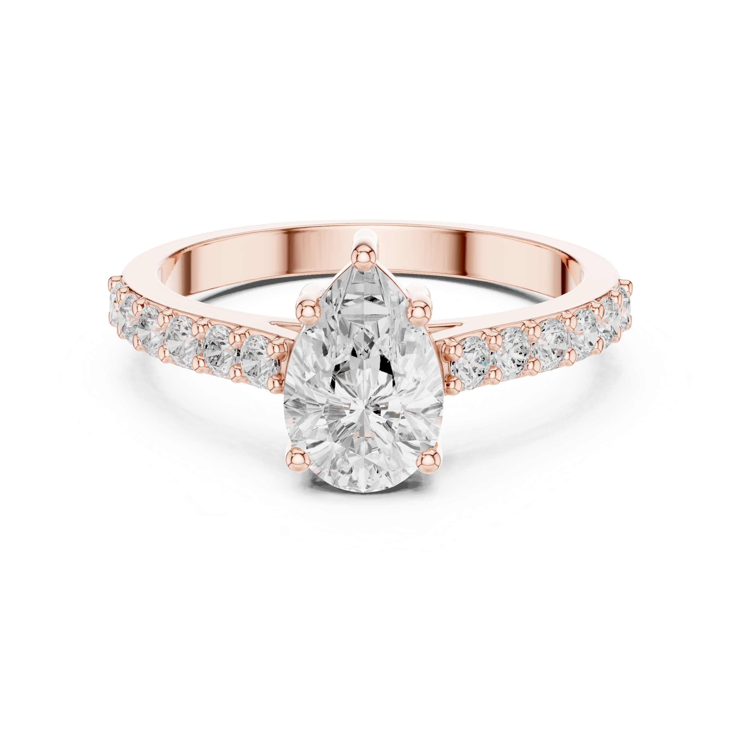 1 ct Pear Diamond & Round Accent Lab Grown Diamond Ring