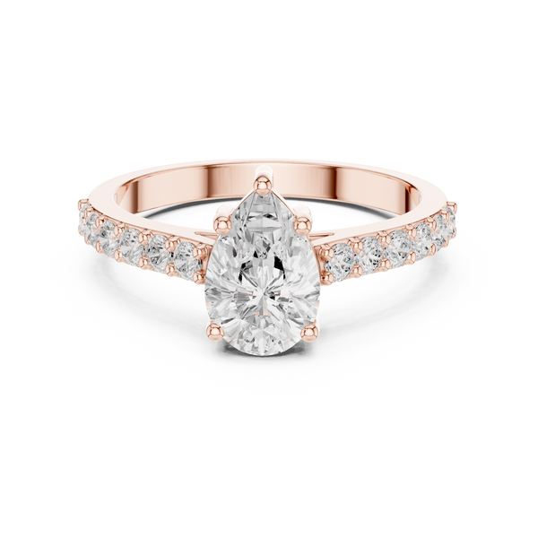 1 ct Pear Diamond & Round Accent Lab Grown Diamond Ring
